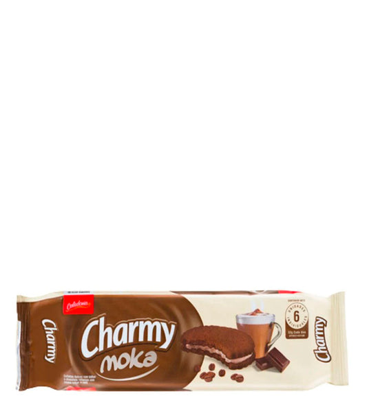 Caledonia Charmy Moka Galletas dulces con sabor a chocolate rellenas con crema sabor a café