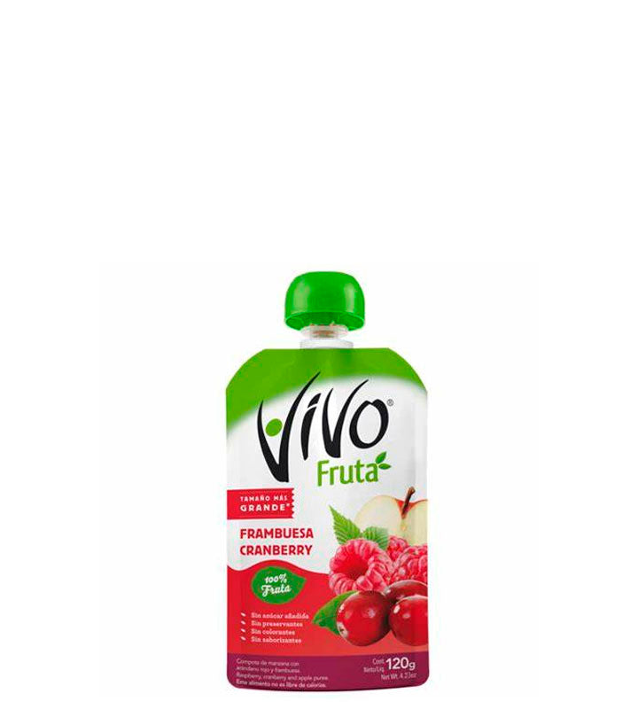 Vivo Compota de manzana con arándano rojo y frambuesa 120g