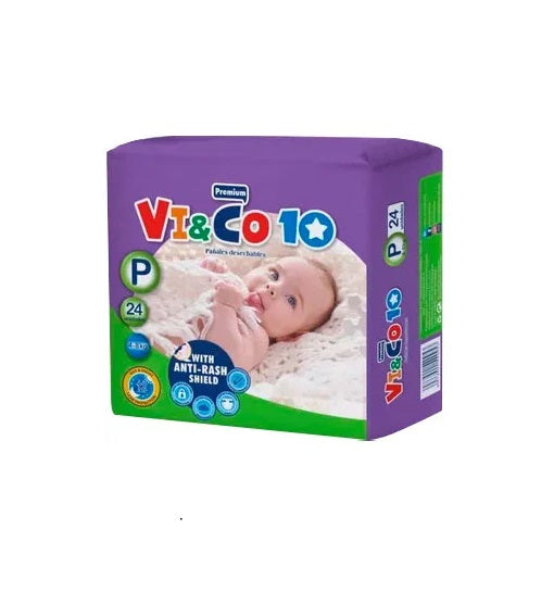 Vi&Co 10 Pañales Desechables P 4-8Kg 24 Und