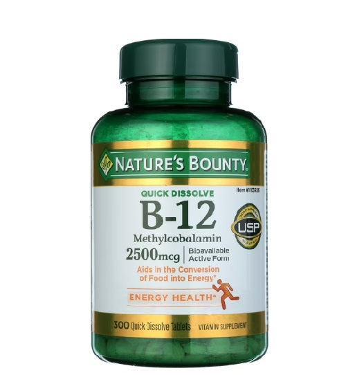 nature´ bounty B 12 quick dissolve methylcobalamin  2500mcg  300 tableta