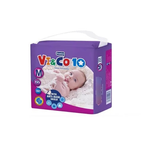 Vi&Co 10 Pañales Desechables M 6-11Kg 22Und