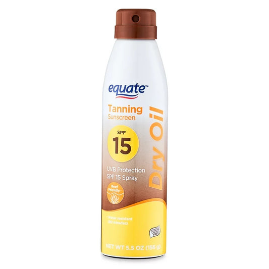 Equate protector solar bronceador con aceite seco 15 SPF 156g