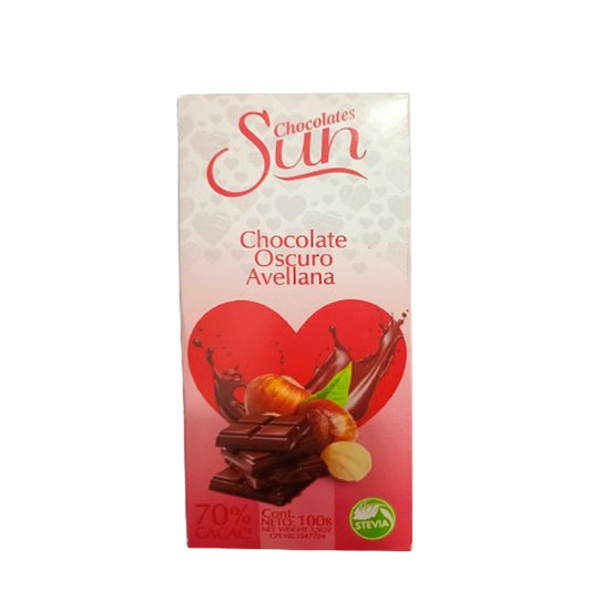 Sun Chocolate Oscuro Avellana 70% Cacao Sin Gluten - Sugar Free 100 gr