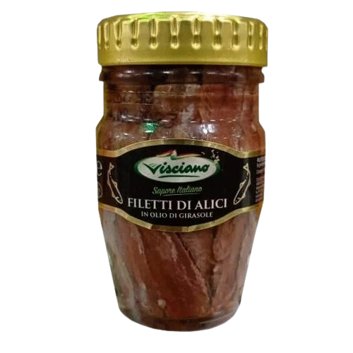 Visciano sapore italiano Filetti di Alici in olio di girasole peso neto 80g.