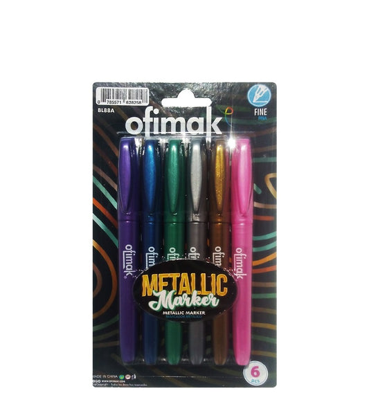Ofimak Marcadores Metálicos Punta Fina 6 Und