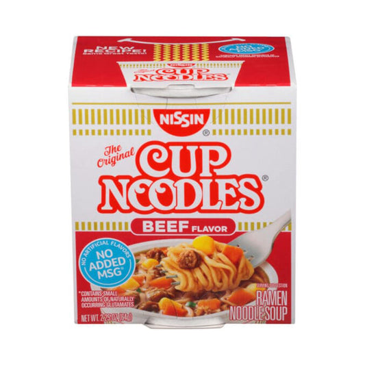 Nissin taza de fideos sabor carne 64g