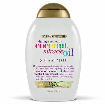 Ogx Shampoo Extra Strength Damage remedi + coconut miracle oil -Remedio para daños extra fuerte + con aceite milagroso de coco