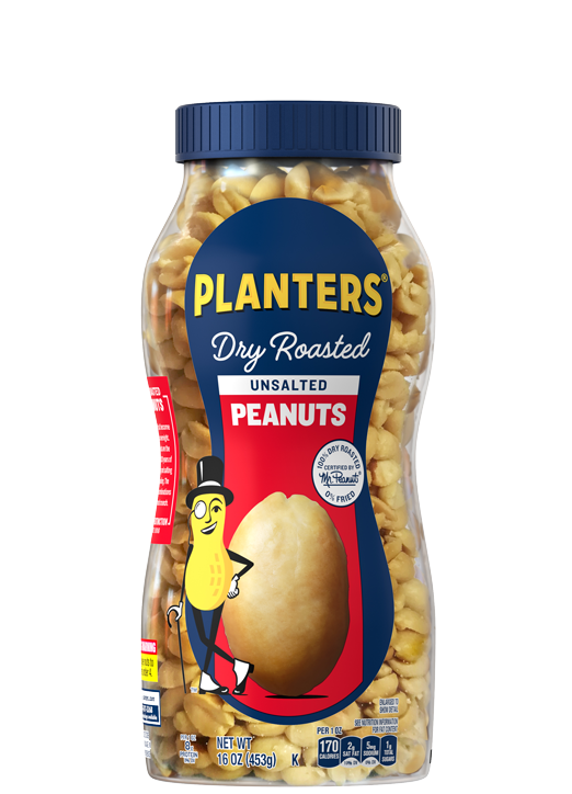 Planters dry roasted peanuts unsalted - Maní tostado sin sal 453g.