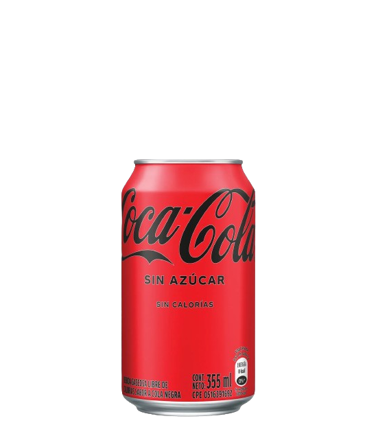 Coca-Cola Sin azúcar/sabor a cola negra - Bebida gaseosa en lata 355ml