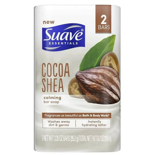 Suave Essentials Cocoa Shea Jabon en barra 2 unidades