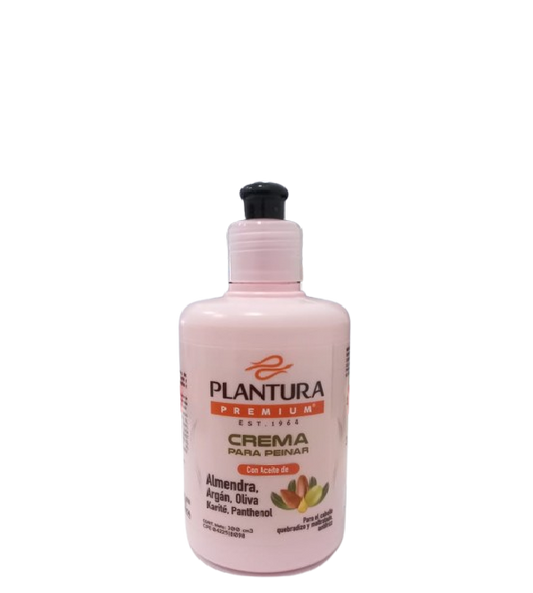 Plantura Premium Crema para Peinar con Aceite de Almendra, Argán, Oliva, Karité, Panthenol 300ml