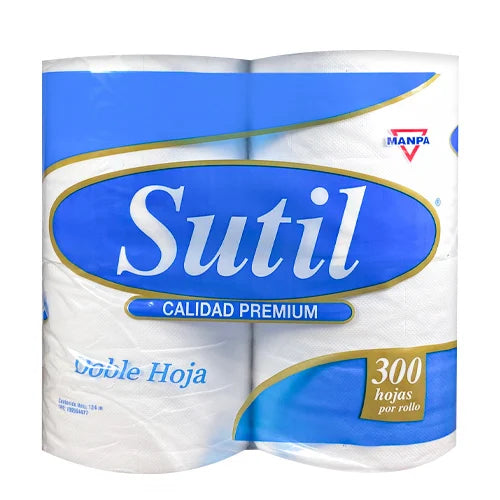 SUTIL calidad premium- papel higiénico de 300 hojas