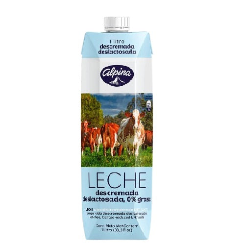 Alpina Leche descremada deslactosada 0% grasa 1L