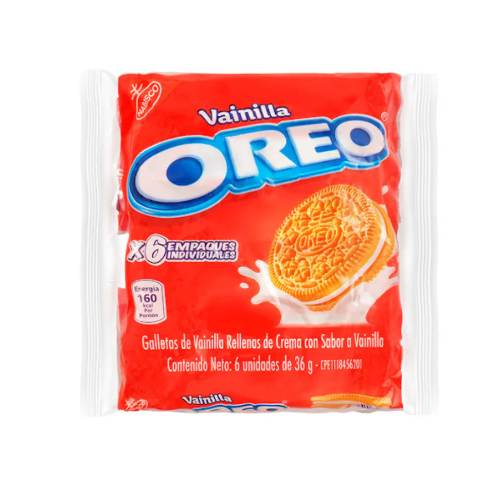 Nabisco Oreo vainilla 6 empaques individuales 192 g