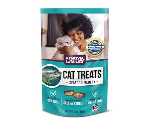 HEART TOTAIL- cat treats seafood medley flavor (Golosina para gatos con sabor a mesclas de mariscos)