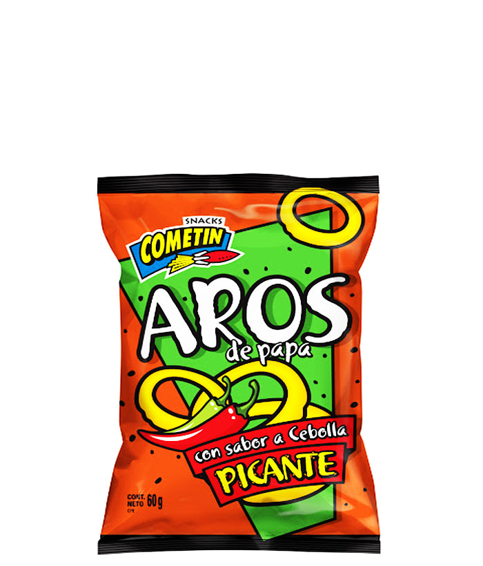 Snacks Cometin Aros De Papa Sabor A Cebolla Picante 60g