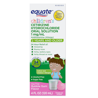 Equate childrens cetirizine (antialergico) Solución oral de clorhidrato de cetirizina para niños