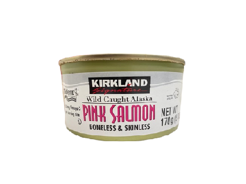 Kirkland Signature Pink Salmon Boneless & Skinless- Salmón rosado sin hueso y sin piel. Peso neto 170g