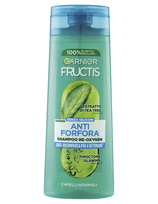 Garnier Fructis Champú Anticaspa para Cabello Normal, Acción Hidratante y Purificante, Con Extracto de Árbol de Té, Reoxígeno