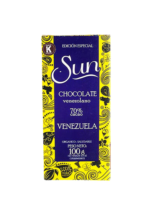 Sun Chocolate 70% Cacao Gluten Free - Sugar Free 100 gr