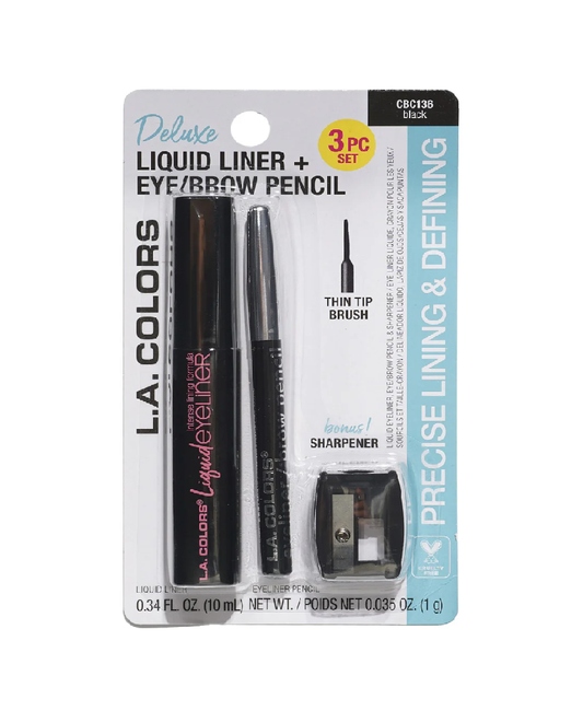 L.A. Colors Liquid Liner 10ml + Eye/Brow Pencil 1g + Sharpener