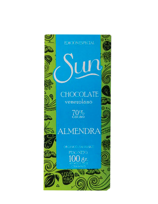 Sun Chocolate Almendras 70% Cacao Gluten Free - Sugar Free 100 gr