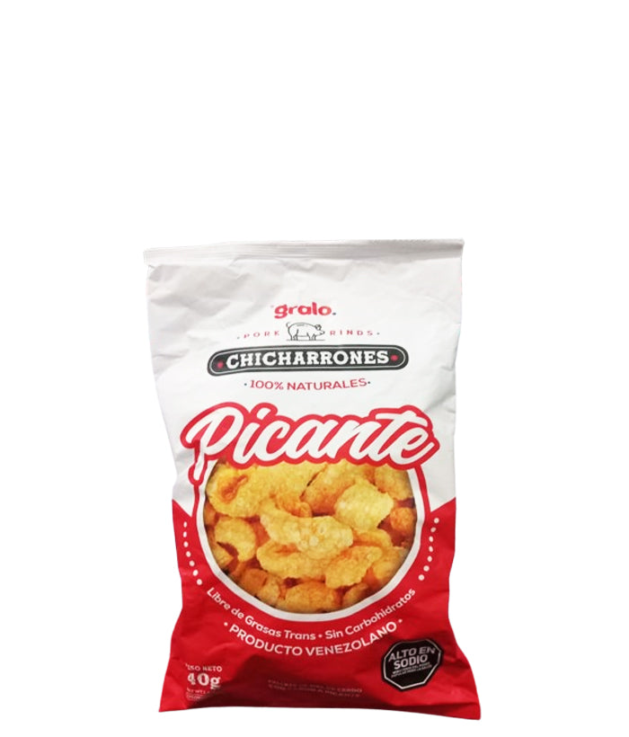 Gralo Pork Rinds Chicharrones Picantes 100% Natural 40g