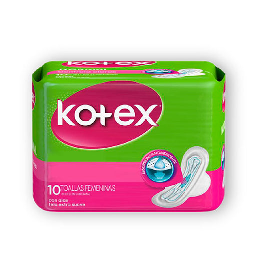 Kotex Normal/Maxi Con Alas Extra Suave 10 Toallas Femeninas