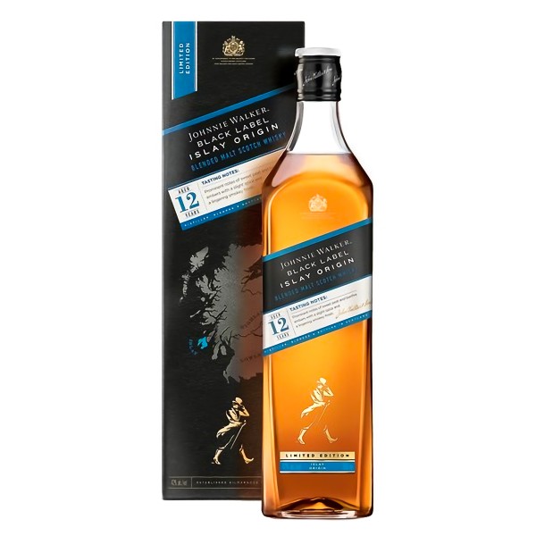 Johnnie Walker black label islay origin blended malt scoth whisky 1 litro