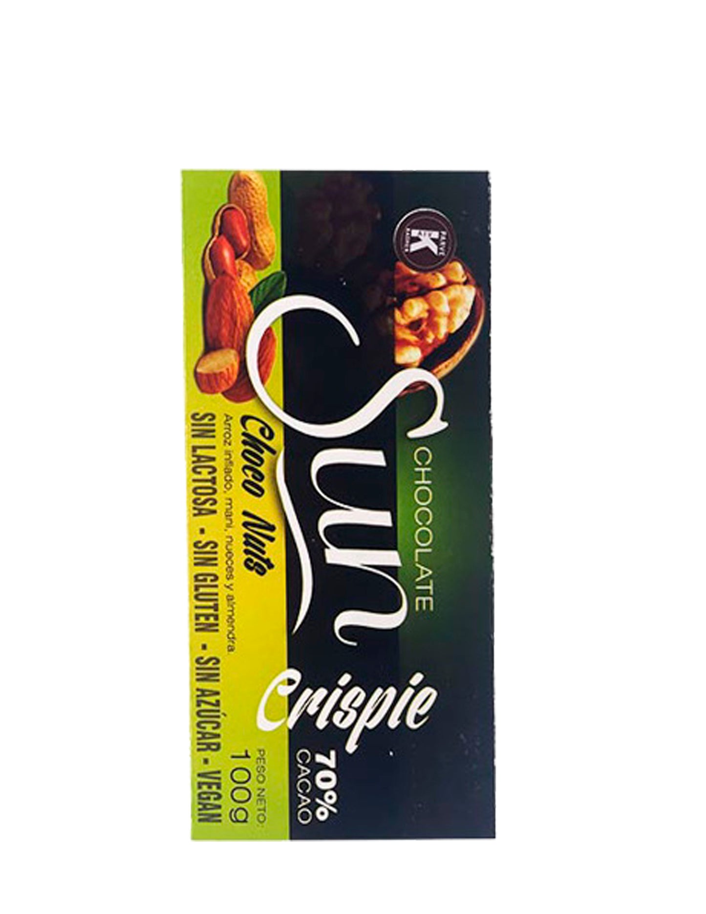 Sun Chocolate Crispie Choco Nuts 70% Cacao Gluten Free - Sugar Free 100 gr