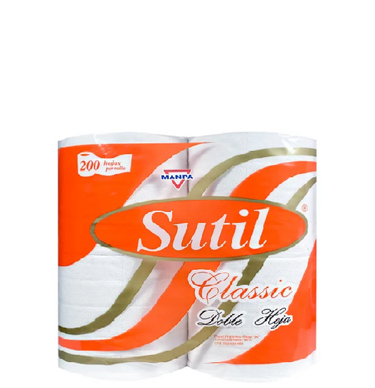 Sutil Classic Papel Higiénico 200 Hojas Por Rollo