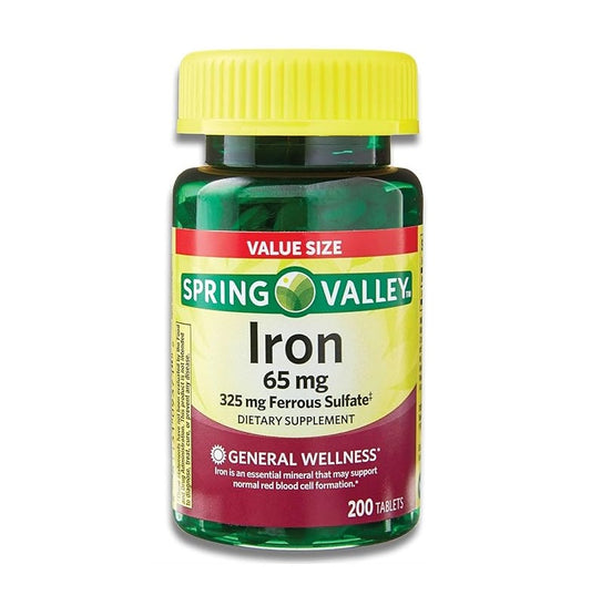 Spring Valley Iron 65 mg 200 Tabletas