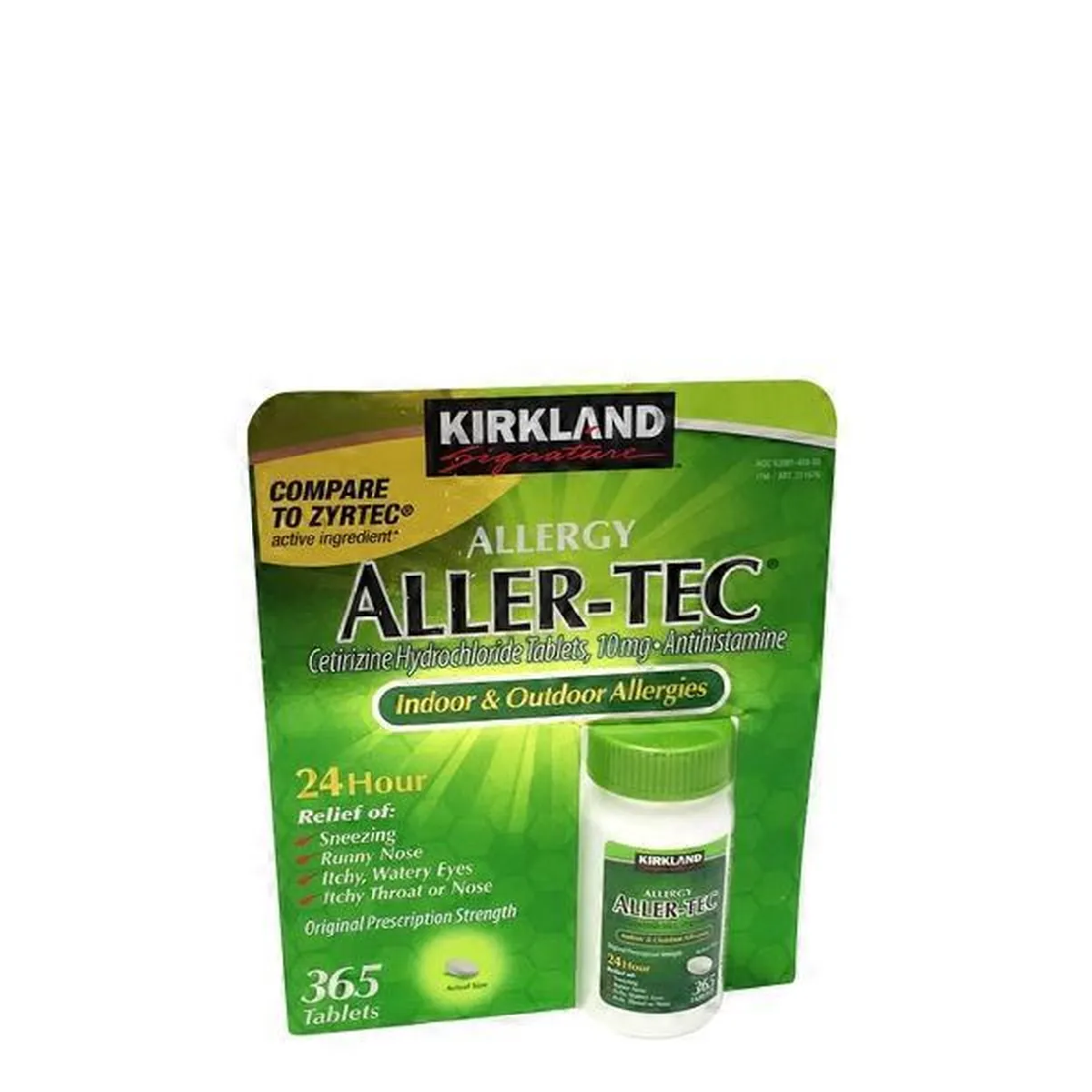 Kirkland Aller tabletas de clorhidrato de cetirizina para alergias, antihistamínico de 10 mg