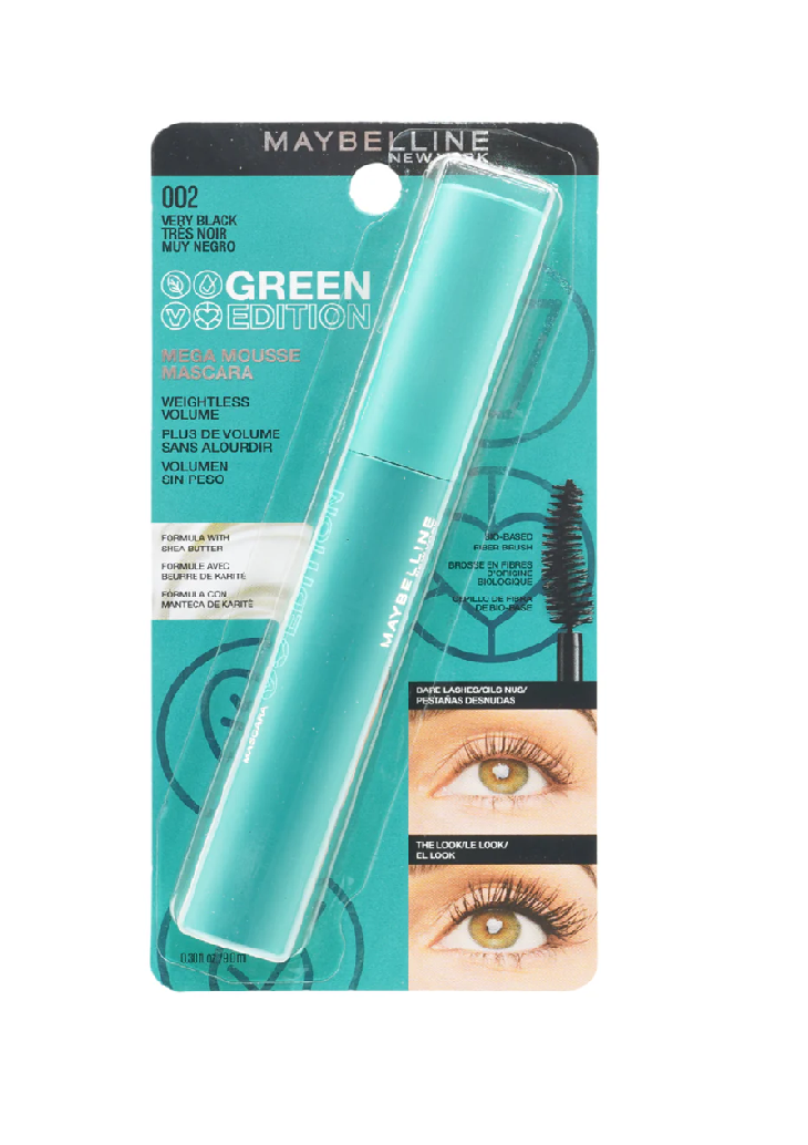 Maybelline Green Edition Rimel volumen sin peso 002 muy negro 9.0ml