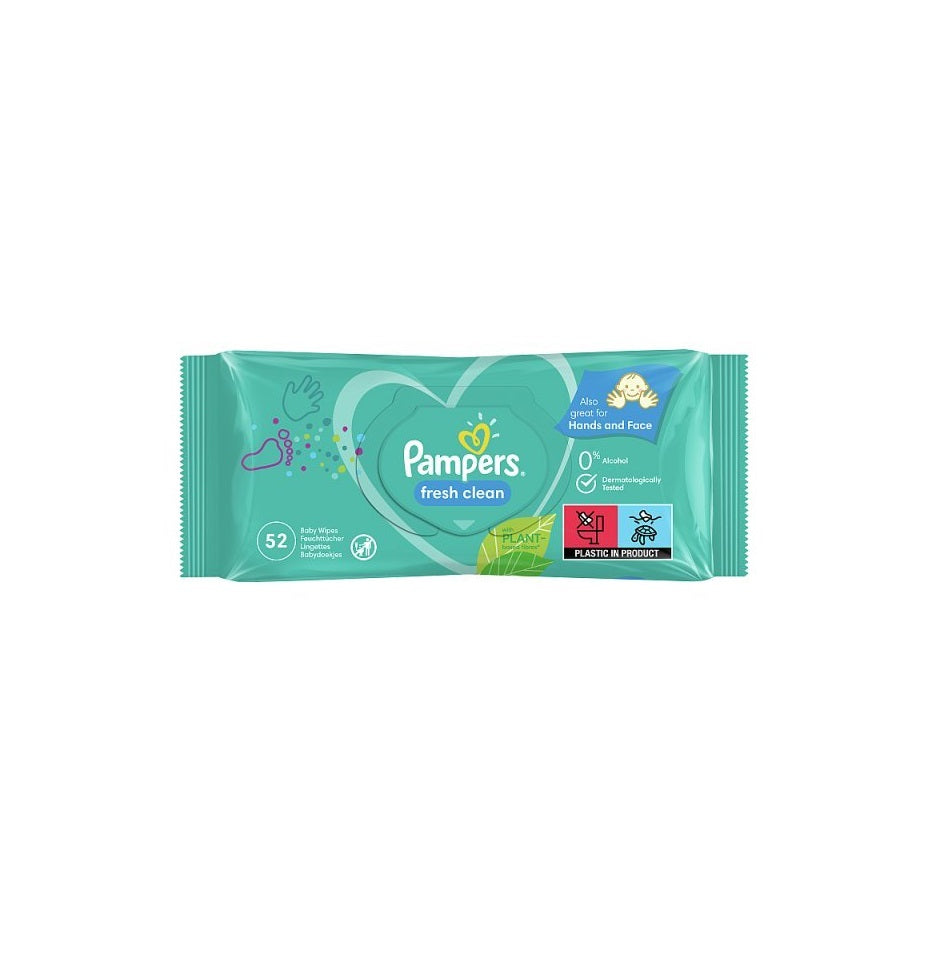 Pampers Fresh Clean 0% Alcohol 52 Wipes - Toallas Húmedas Pampers