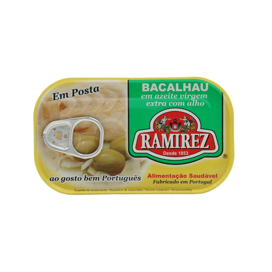 Ramírez Desde 1853 Lomo de bacalao en aceite de oliva extra virgen con ajo Peso neto:100g