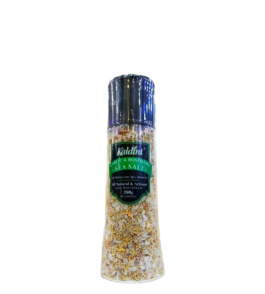 Kaldini Garlic Sal Marina con Ajo y Romero con Molinillo, 260g