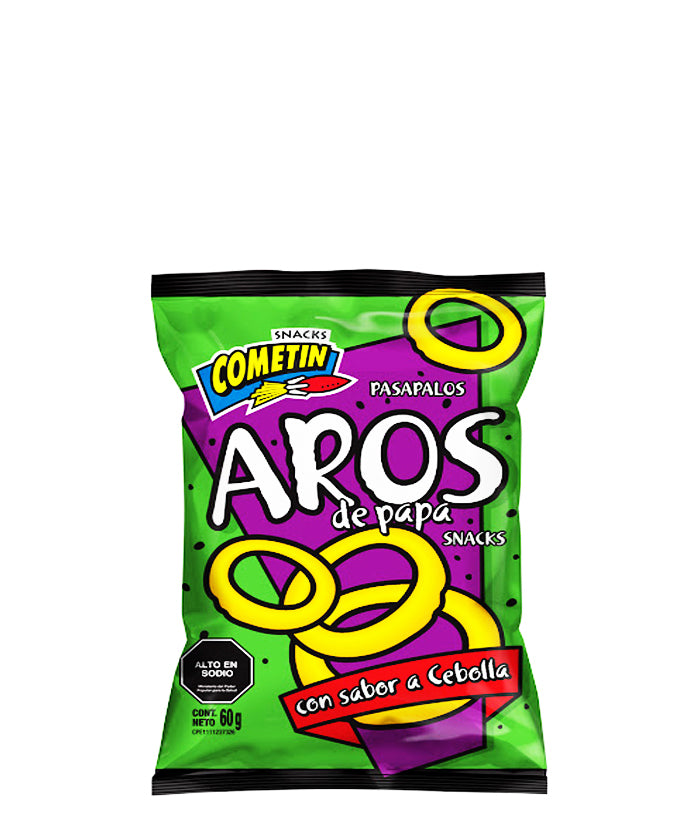 Snacks Cometin Aros De Papa Sabor A Cebolla 60g