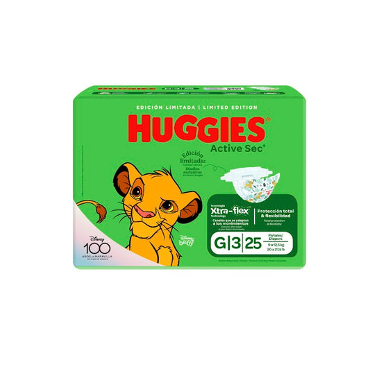 Huggies Pañales Desechables Active Sec G 9-12 Kg 25 Und