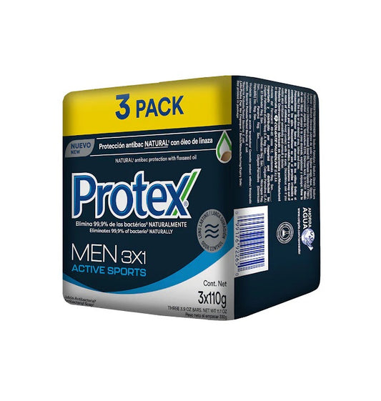 Protex Jabón Tripack Men 3x1 Active Sports 330g